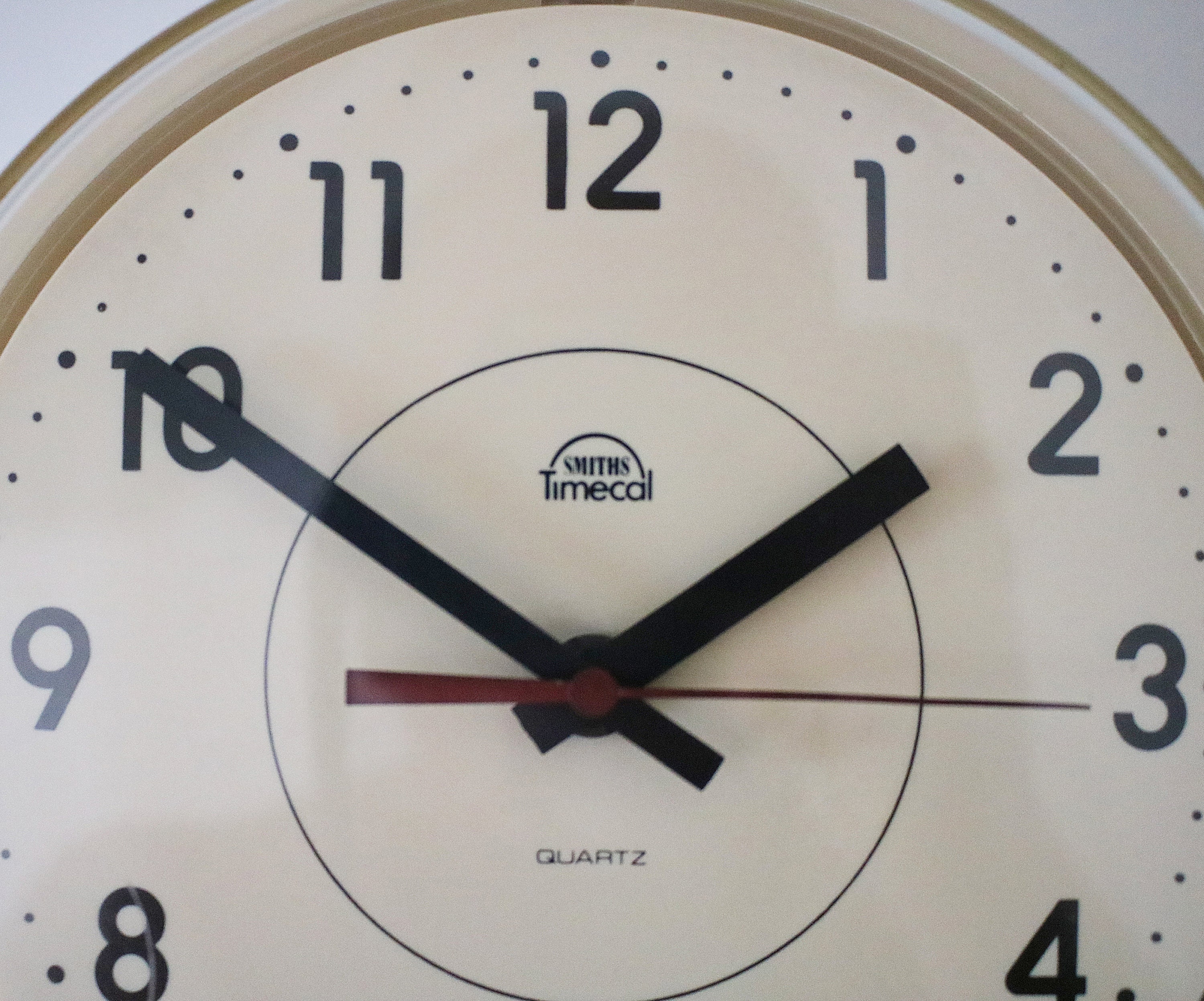 1970s Smiths Timecal pale cream plastic wall clock with original quartz