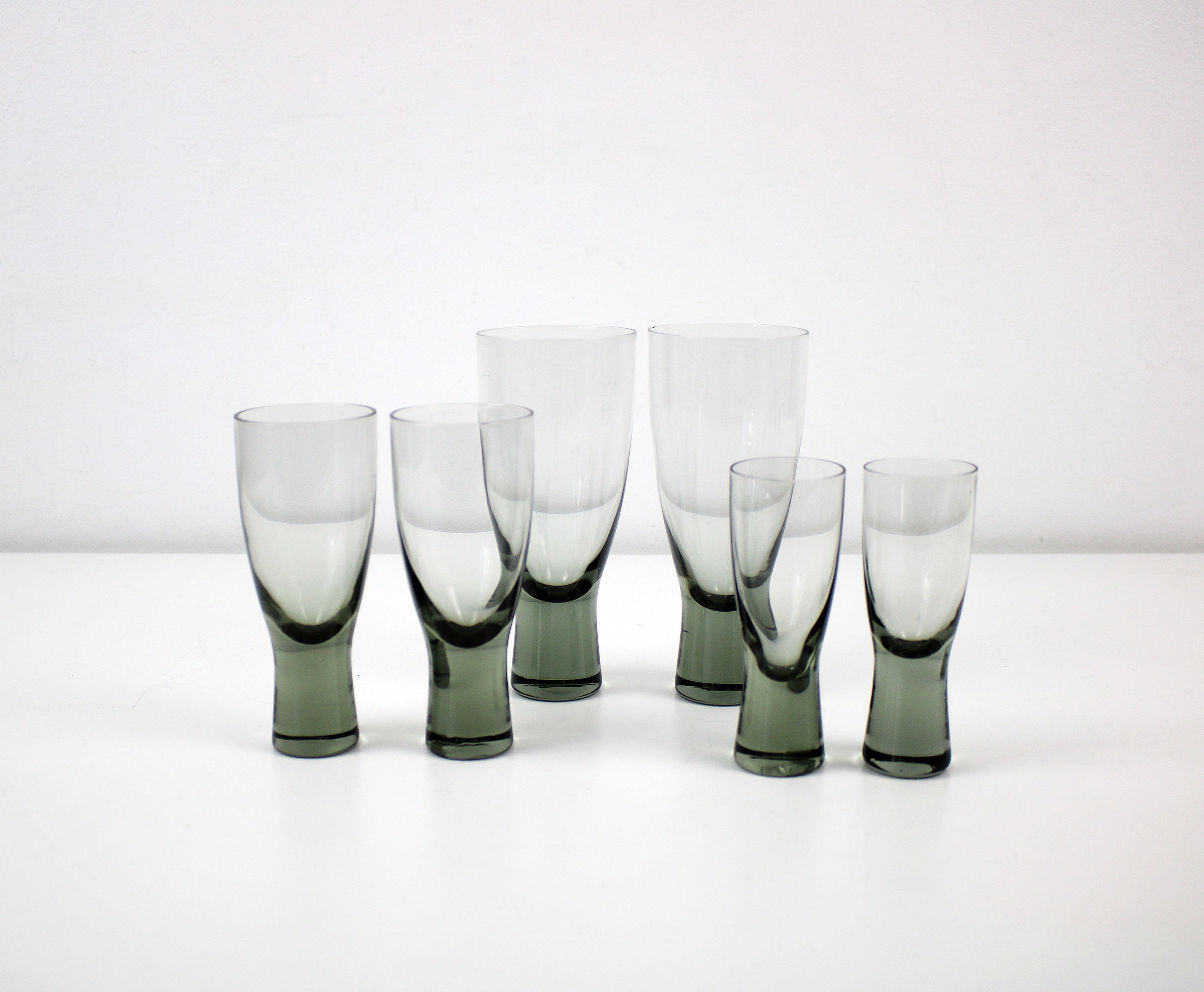 Pairs of Canada glasses by Per Lutken for Holmegaard different sizes