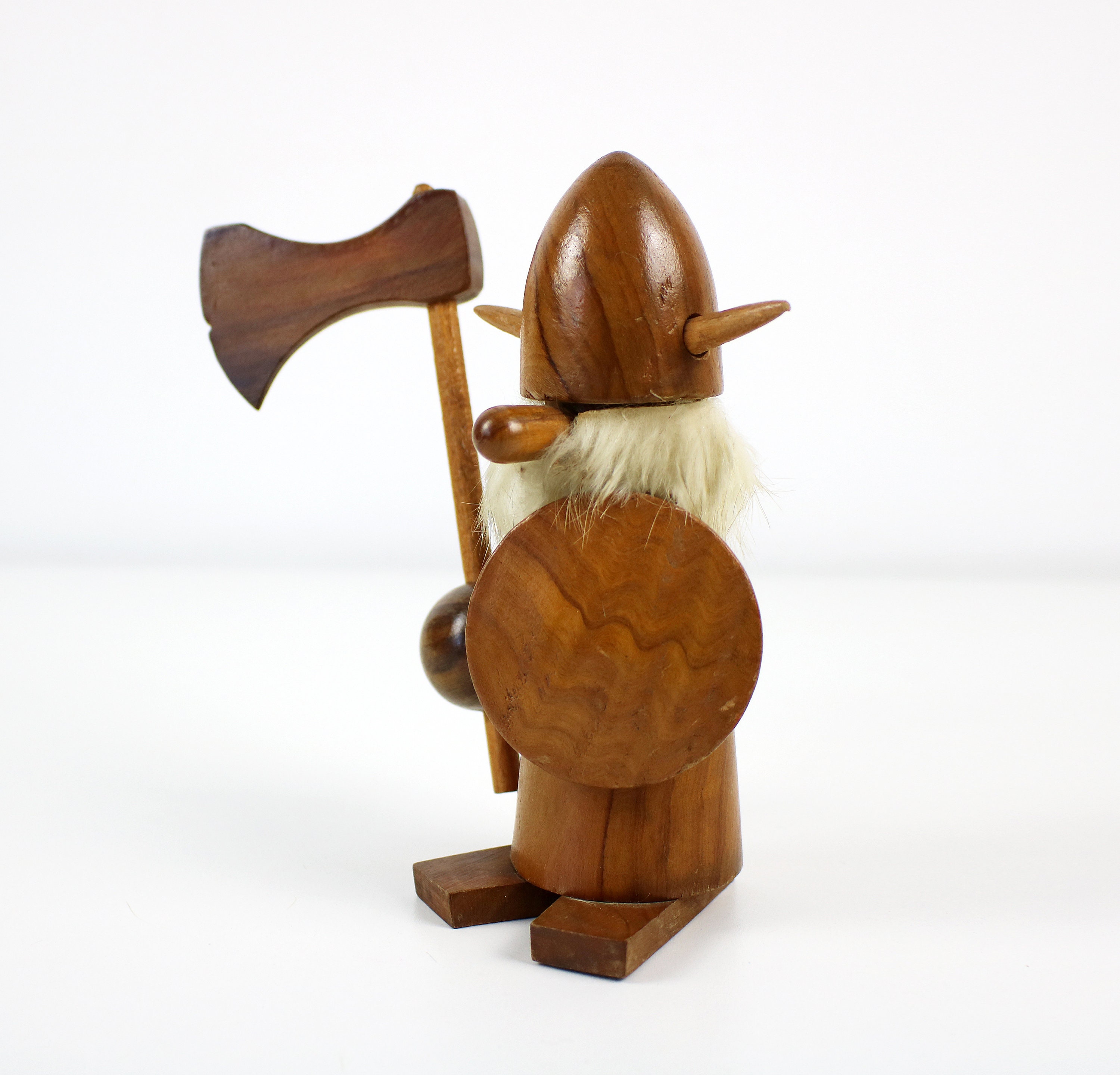 Set of 3 Mid Century Hardwood Viking Figurines Complete Set Etsy