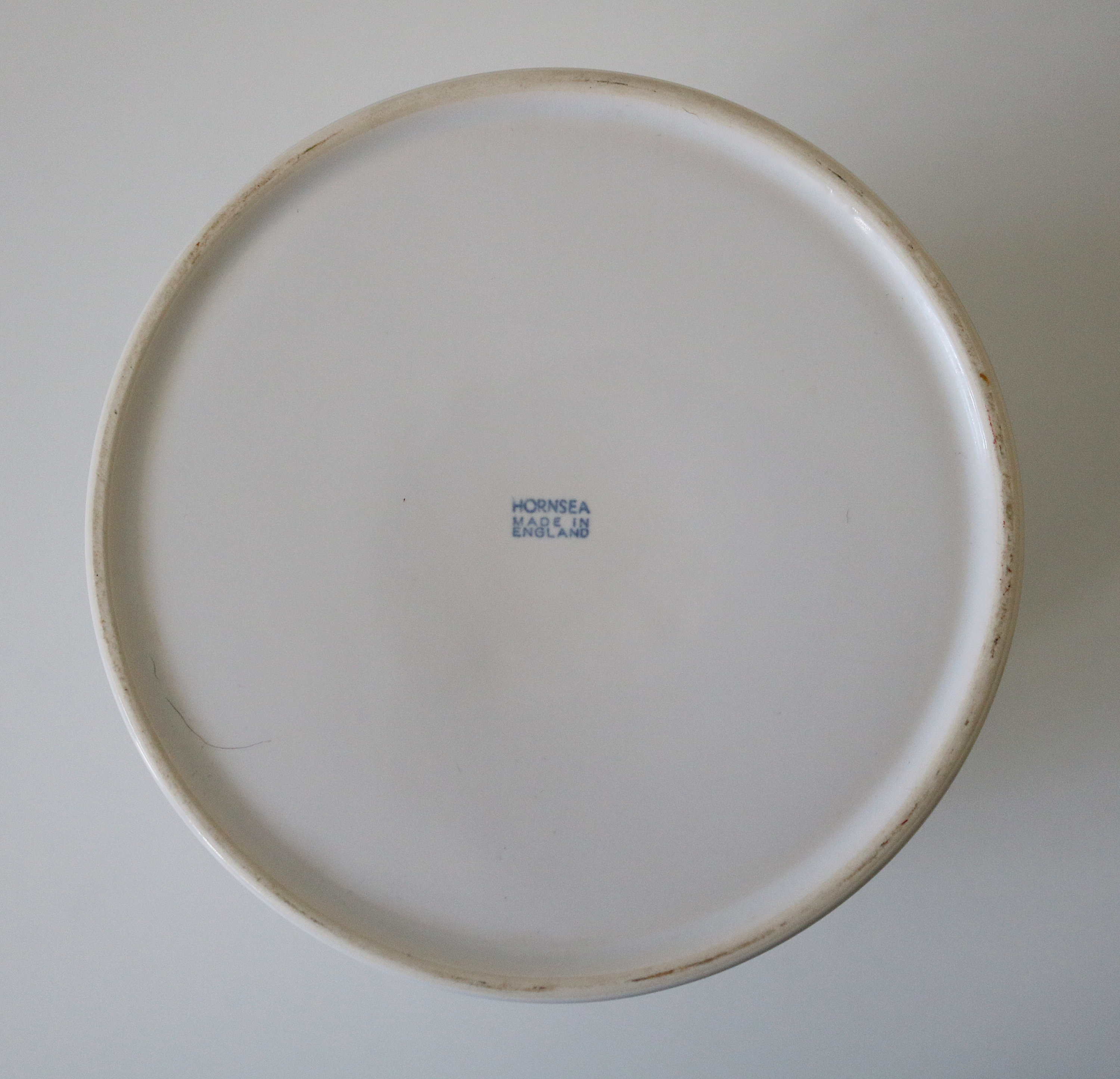 Hornsea red stripe ceramic flour container (large) with teak lid