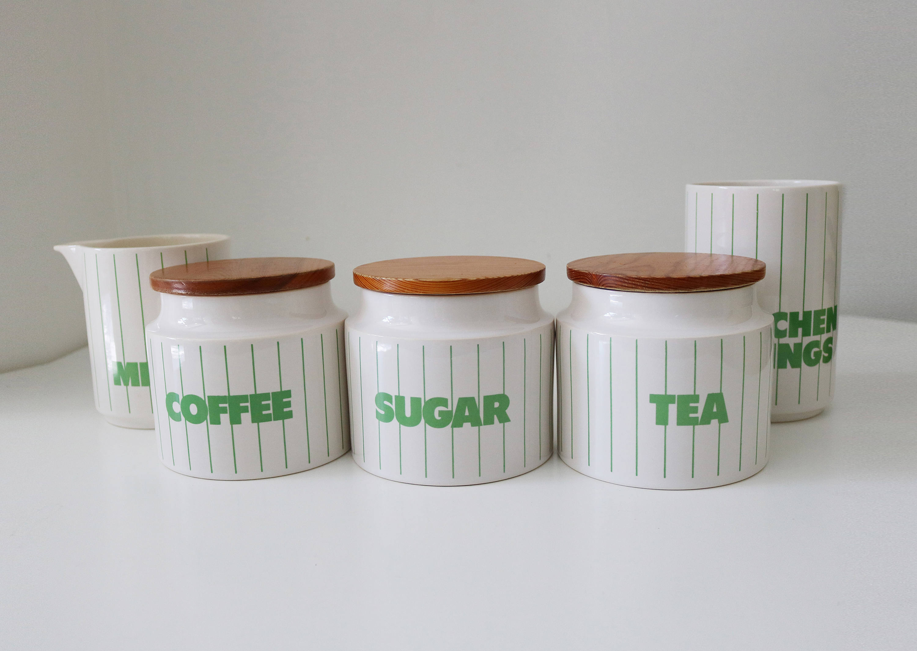 1980s John Clappison For Hornsea Set Of 5 Striped Kitchen