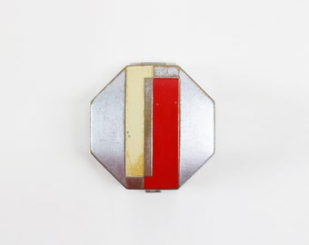 Art Deco geometric small compact by Barbara Gould Cosmetics 1930s