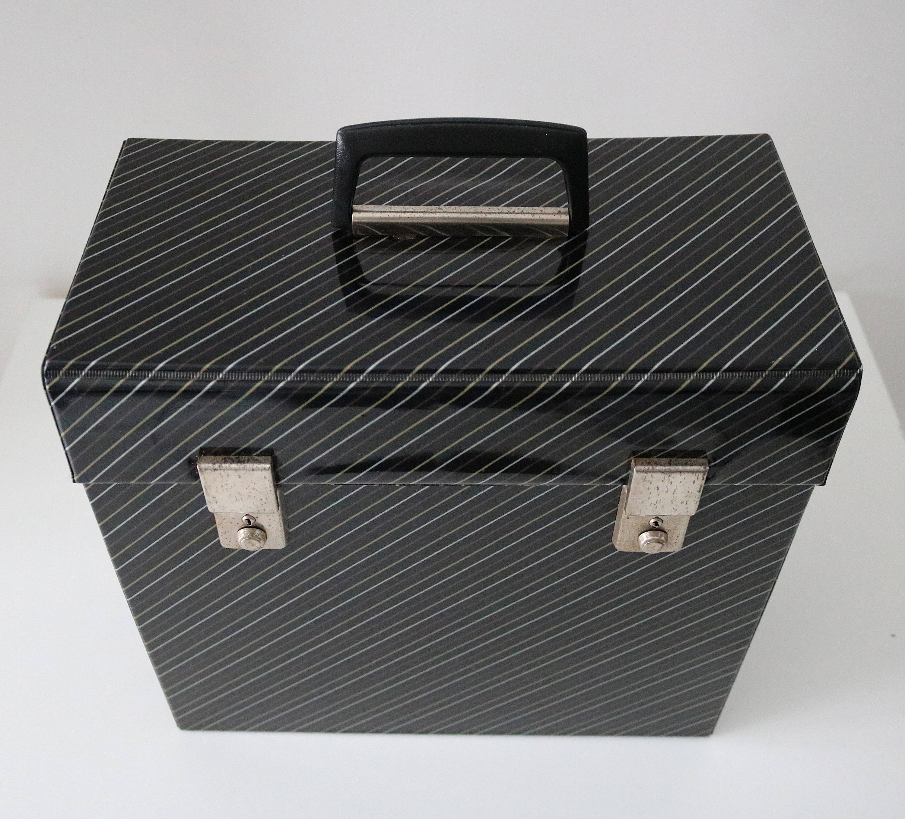 Retro black stripe vinyl record case vinyl albums 12 inch storage 1980s