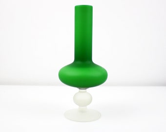 Post modern design green and frosted stem satino cased glass vase