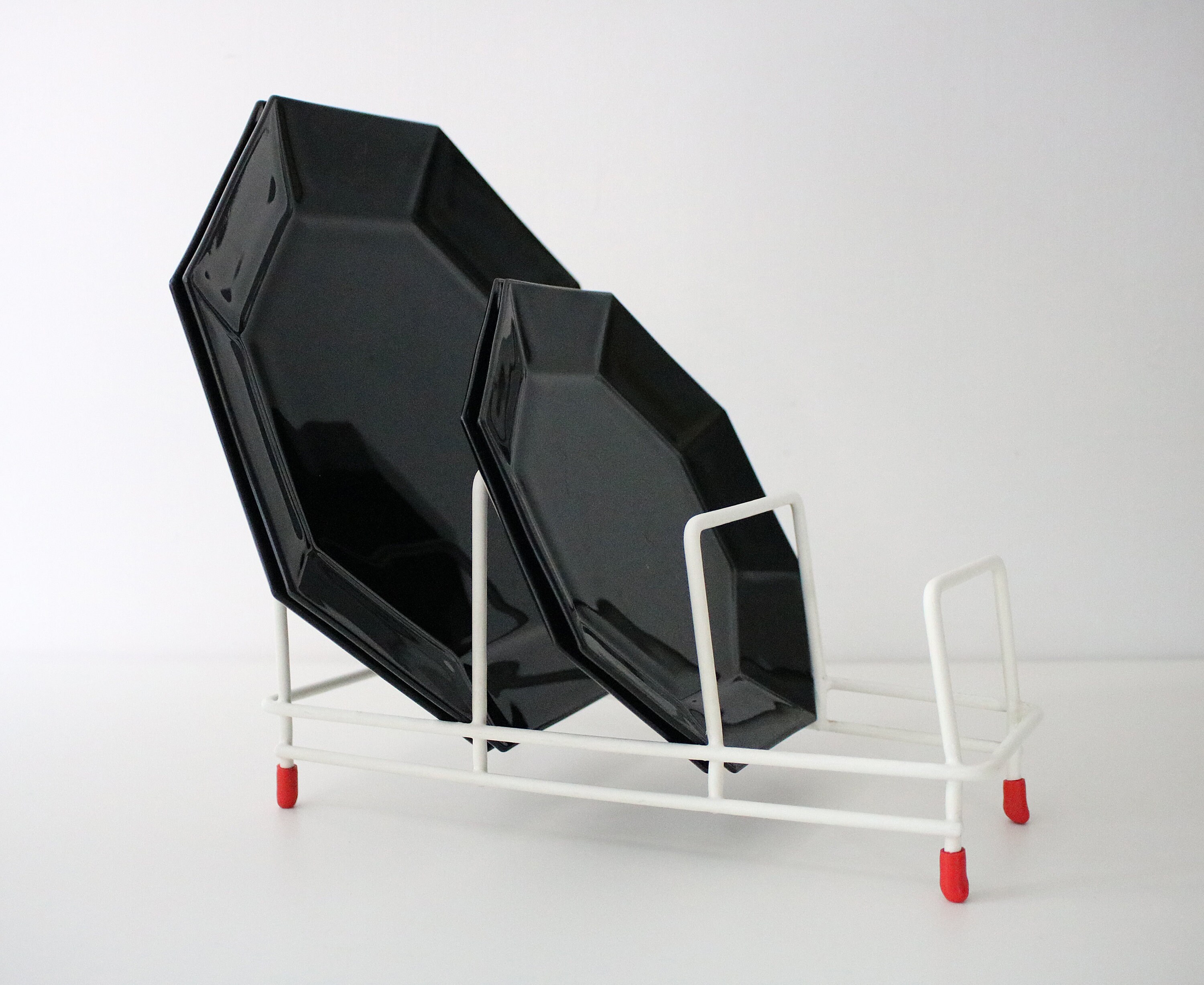 1960s 70s plastic coated wire plate rack