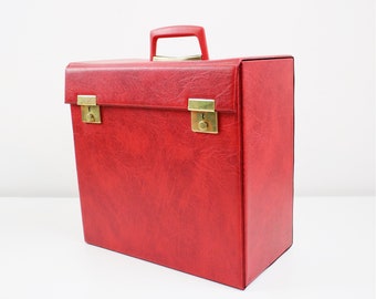 Red vinyl record carry case - LP album or 12" single records storage