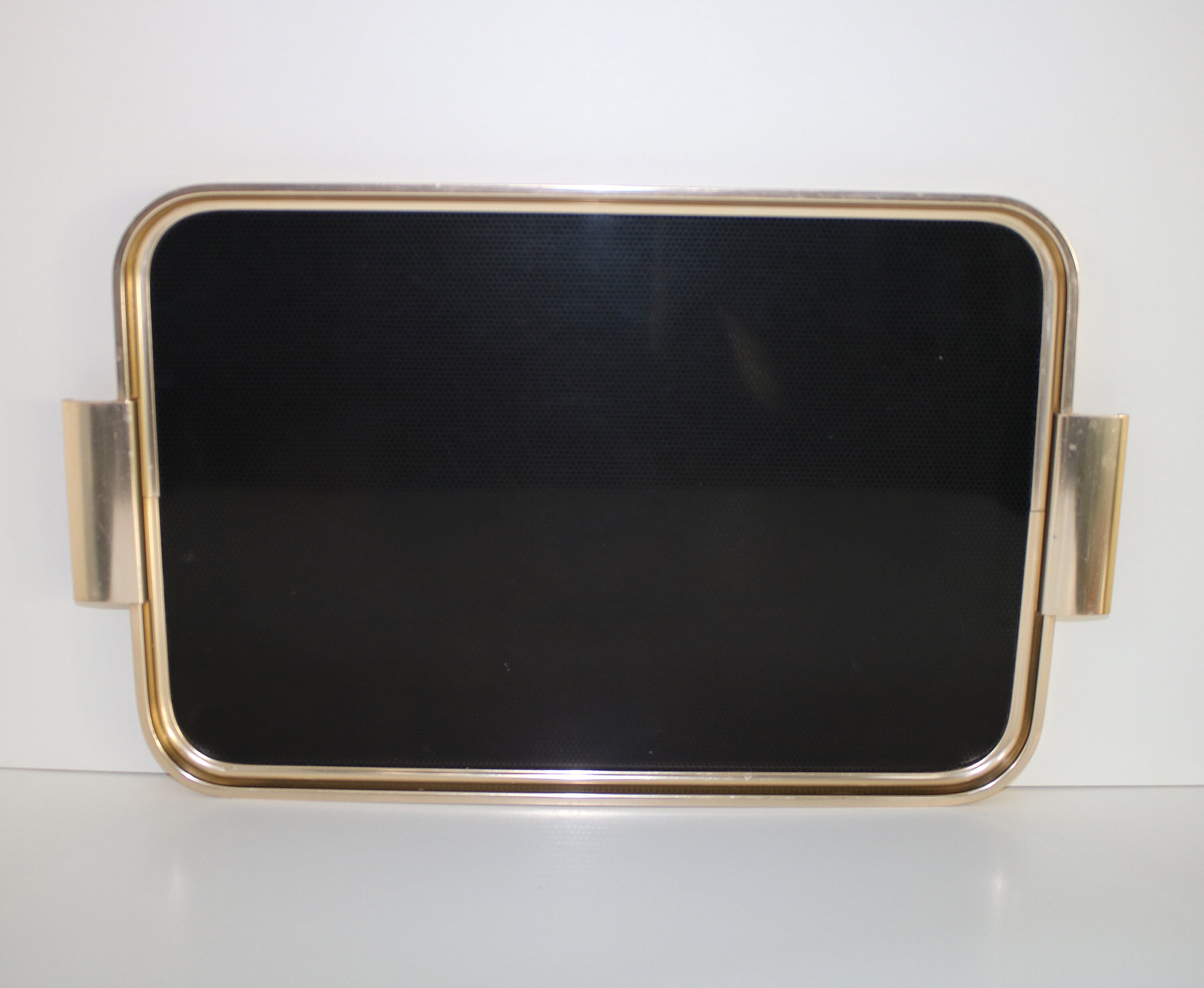 Black and gold metal serving tray by Woodmet - large
