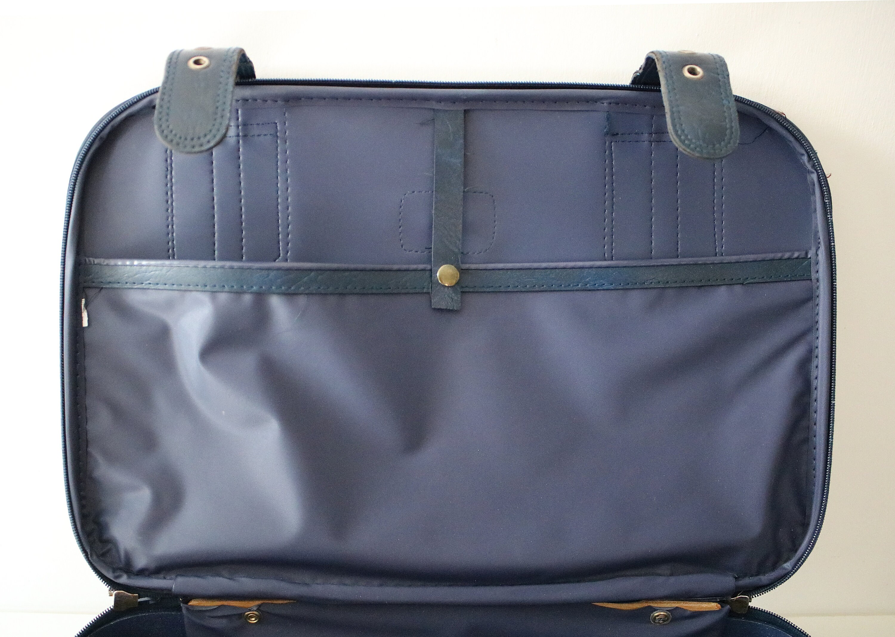 70s 80s blue soft shell suitcase by 