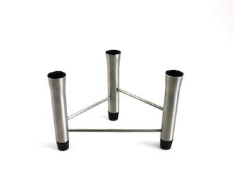 1970s modernist stainless steel candelabra candle holder for 3 candles