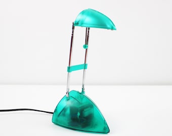 Postmodern / Y2K / space age telescopic extending desk lamp / light in frosted green acrylic