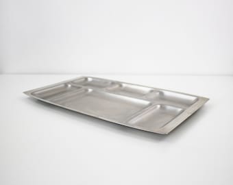 1970s moulded stainless steel serving platter / meze tray / sectioned divided tray by Chichester
