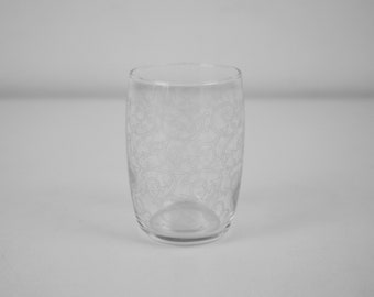 Set of 6 vintage French white abstract scroll patterned glass tumblers