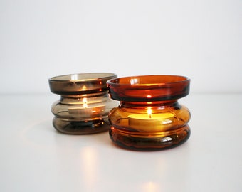 Large Cascade smoked glass tealight / candle holder - 2 colours available