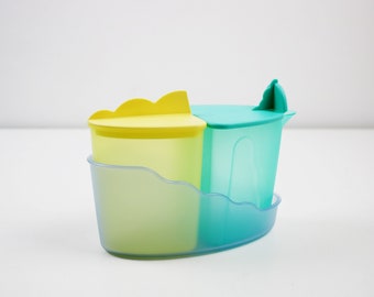 Rare 1990s Post Modern Tupperware Impressions canister set / sugar pot and cream jug