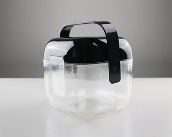 1980s acrylic / lucite ice bucket Amanda by Guzzini - black lid and handle