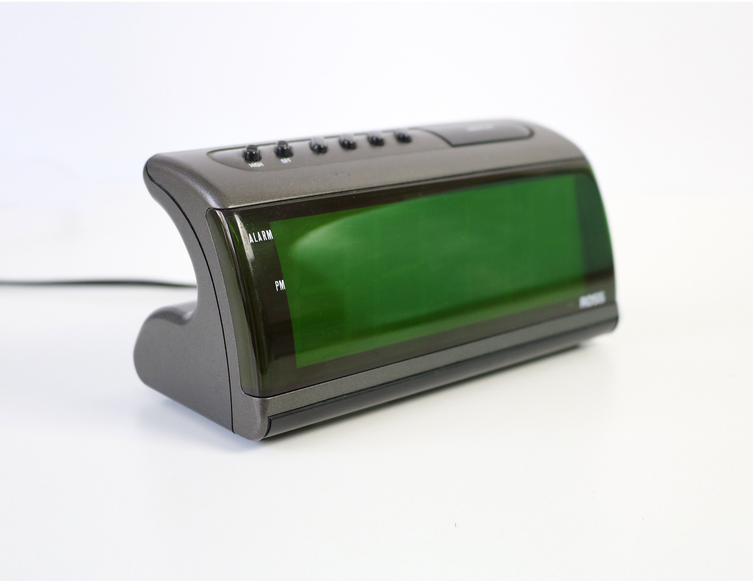 80s 90s modernist digital alarm clock by Ross graphite grey Etsy