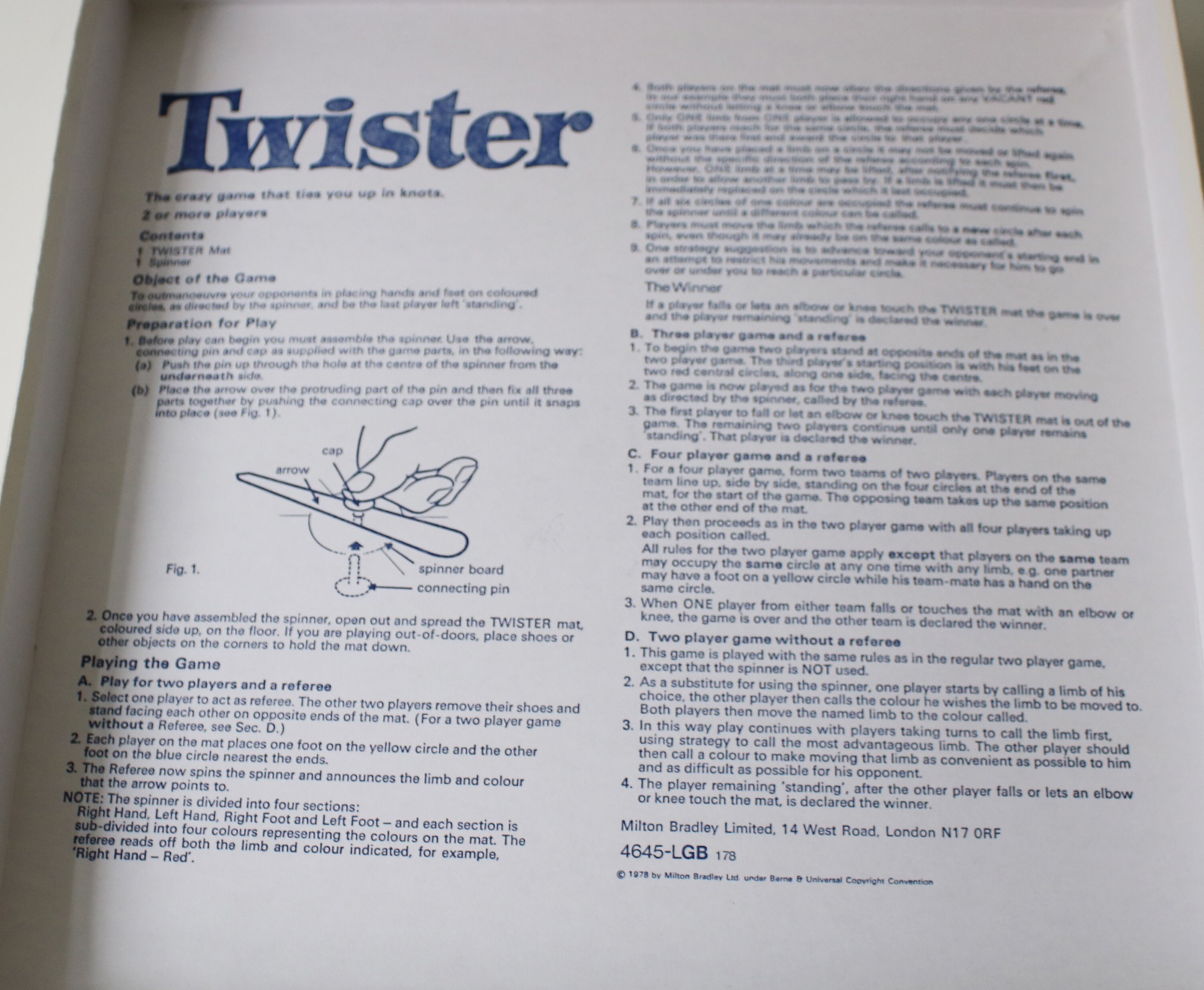 Vintage Twister Game Classic Group Complete 1986 