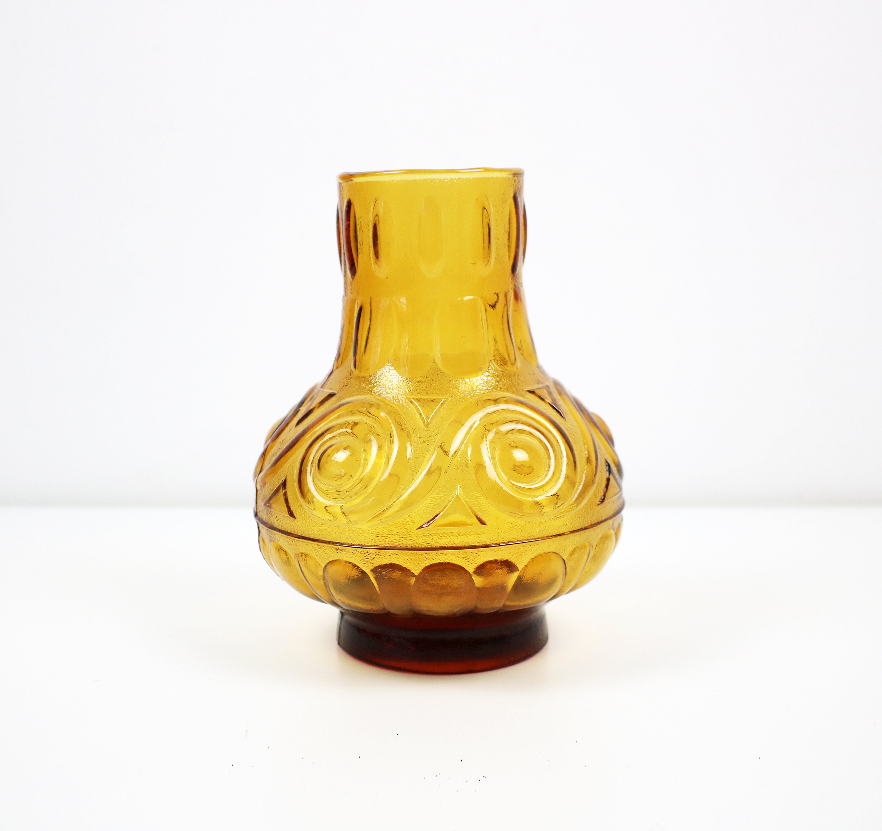 1960s / 70s orange pressed glass vase Empoli Italy