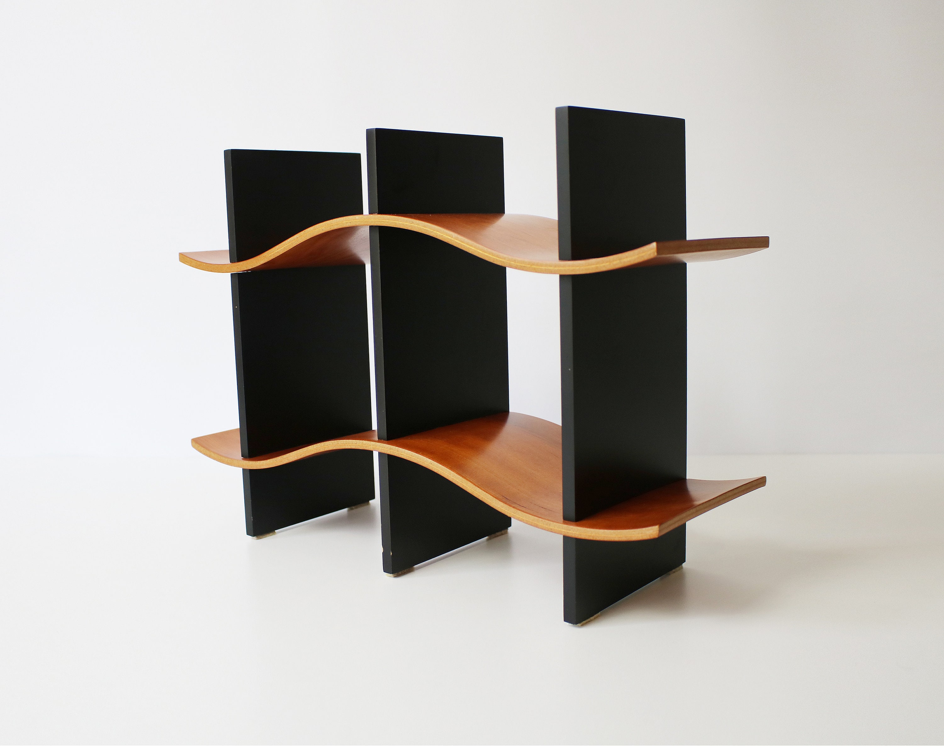 Rare Early 90s 'soundwave' CD Rack in Cherry and Black Designed by