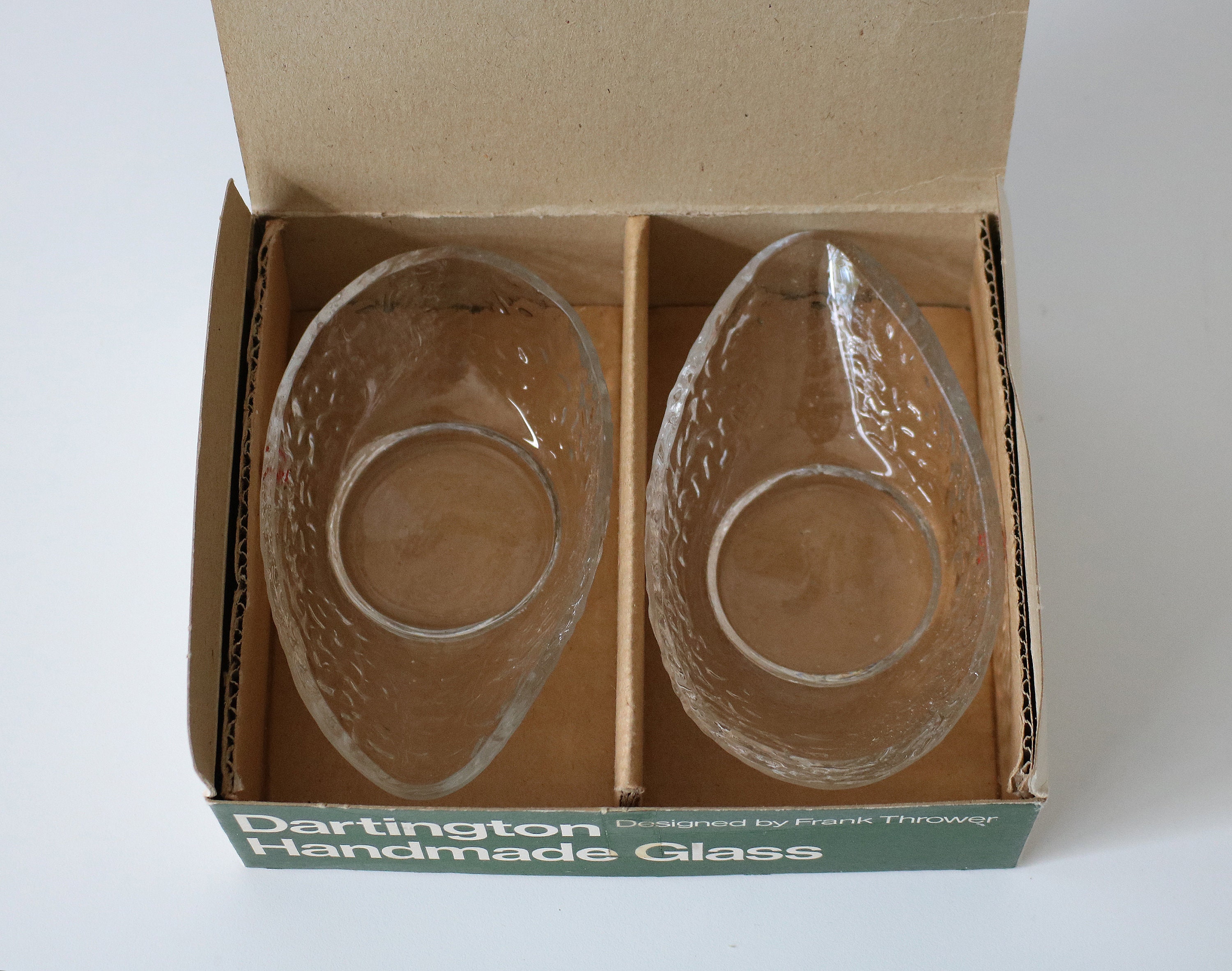Pair of Frank Thrower for Dartington handmade avocado / dessert dishes