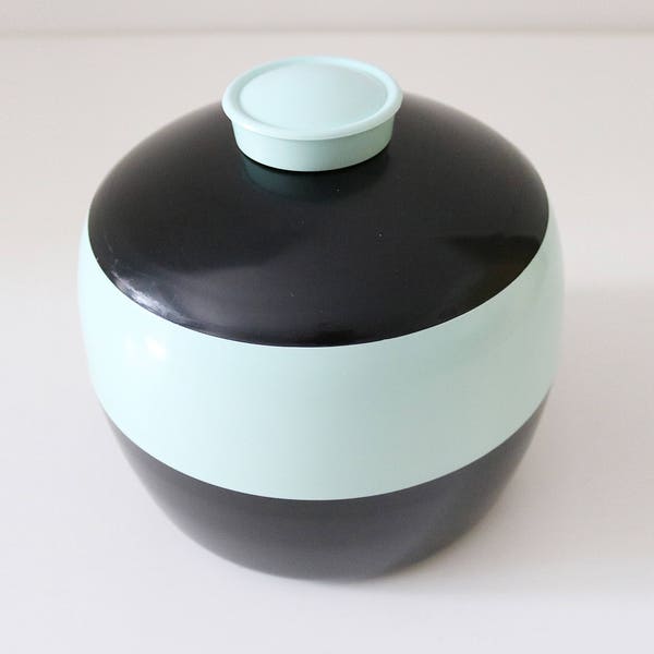 1960s ice bucket blue and black 2 tone plastic by Embee Products