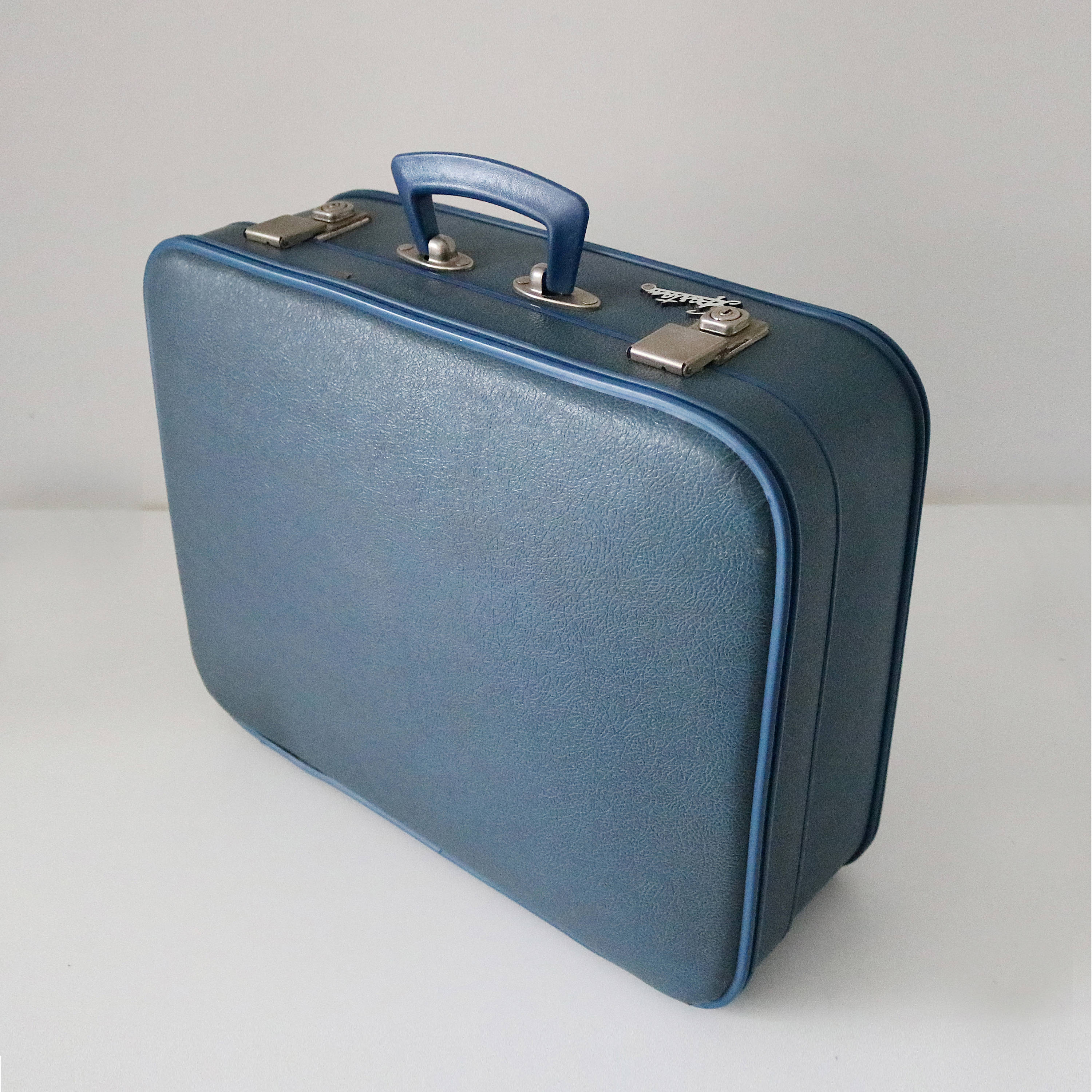 Original retro cabin bag hand luggage by Spartan blue green 70s storage