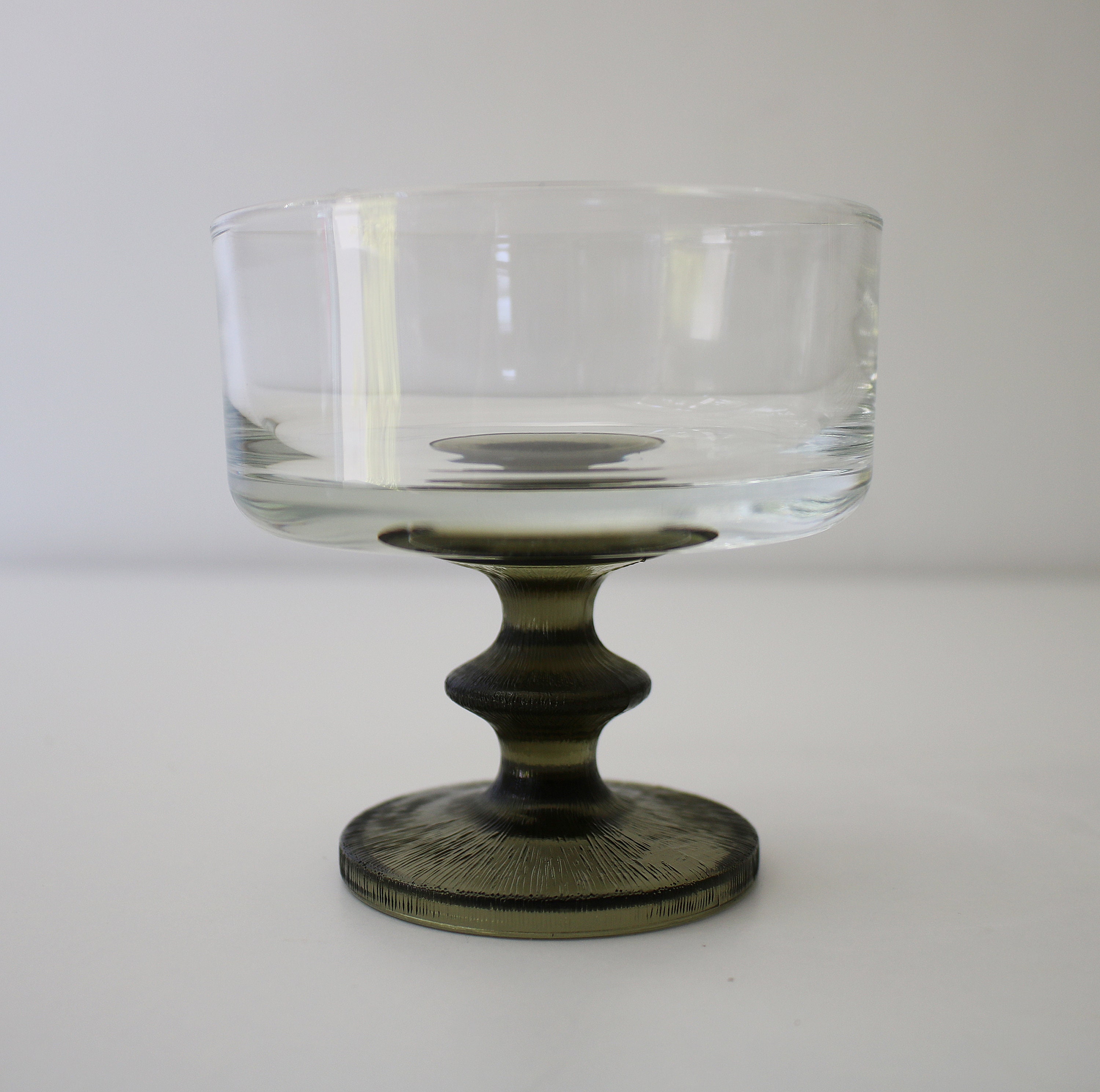 1960s Italian green bark glass stemmed sundae dessert dishes