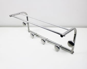 Vintage aluminium wall mounted coat and hat rack - 1950s read description