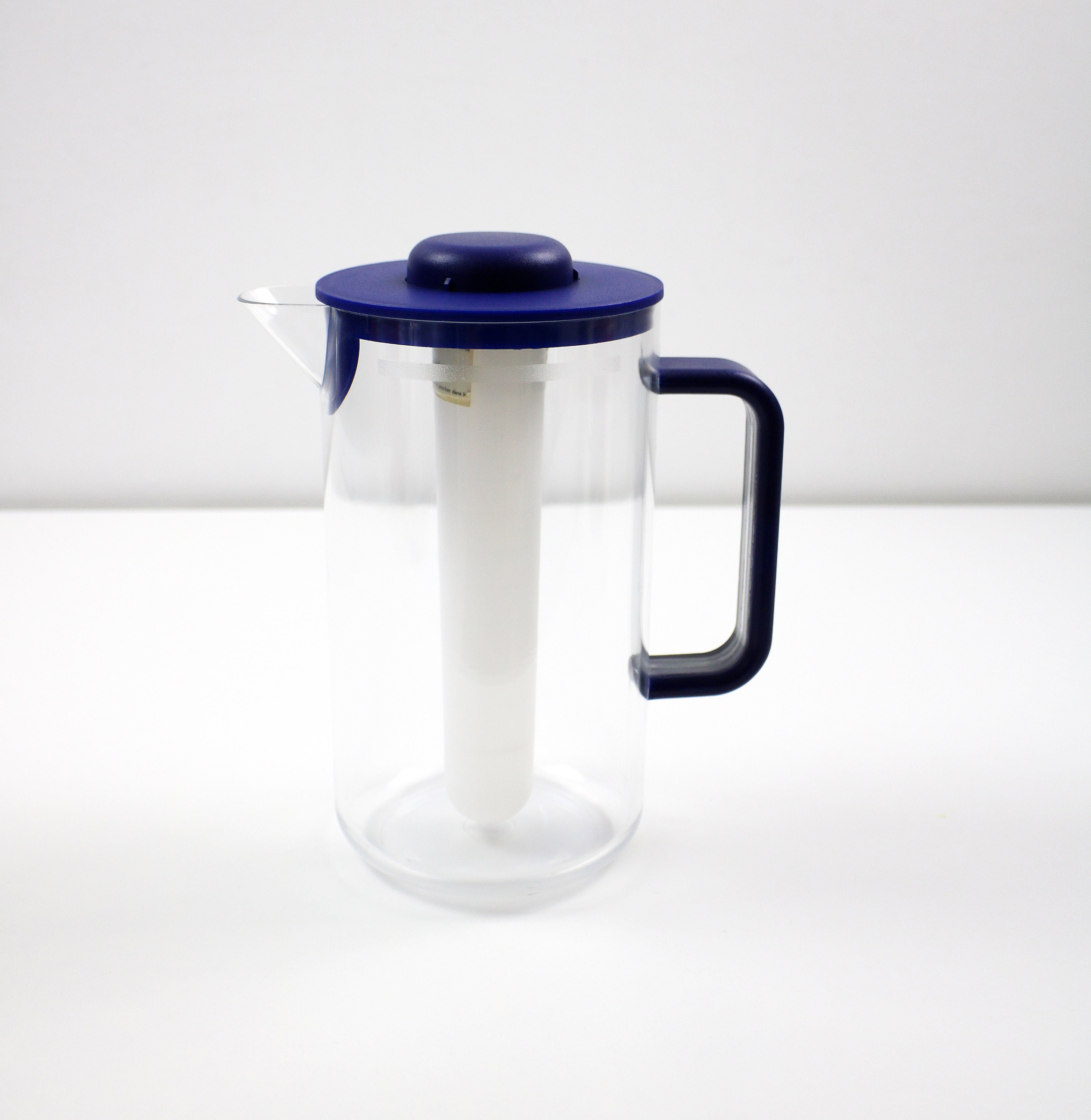 C Jorgensen for Bodum cooling juice jug with ice insert - blue and clear  plastic 1980s Bistro rare item