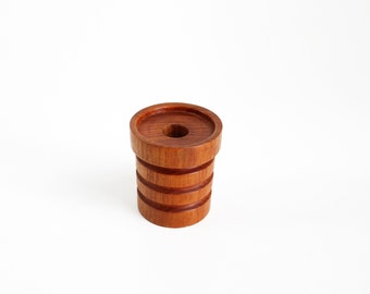 Rare 1970s modernist turned wood candle holder by Ray Key