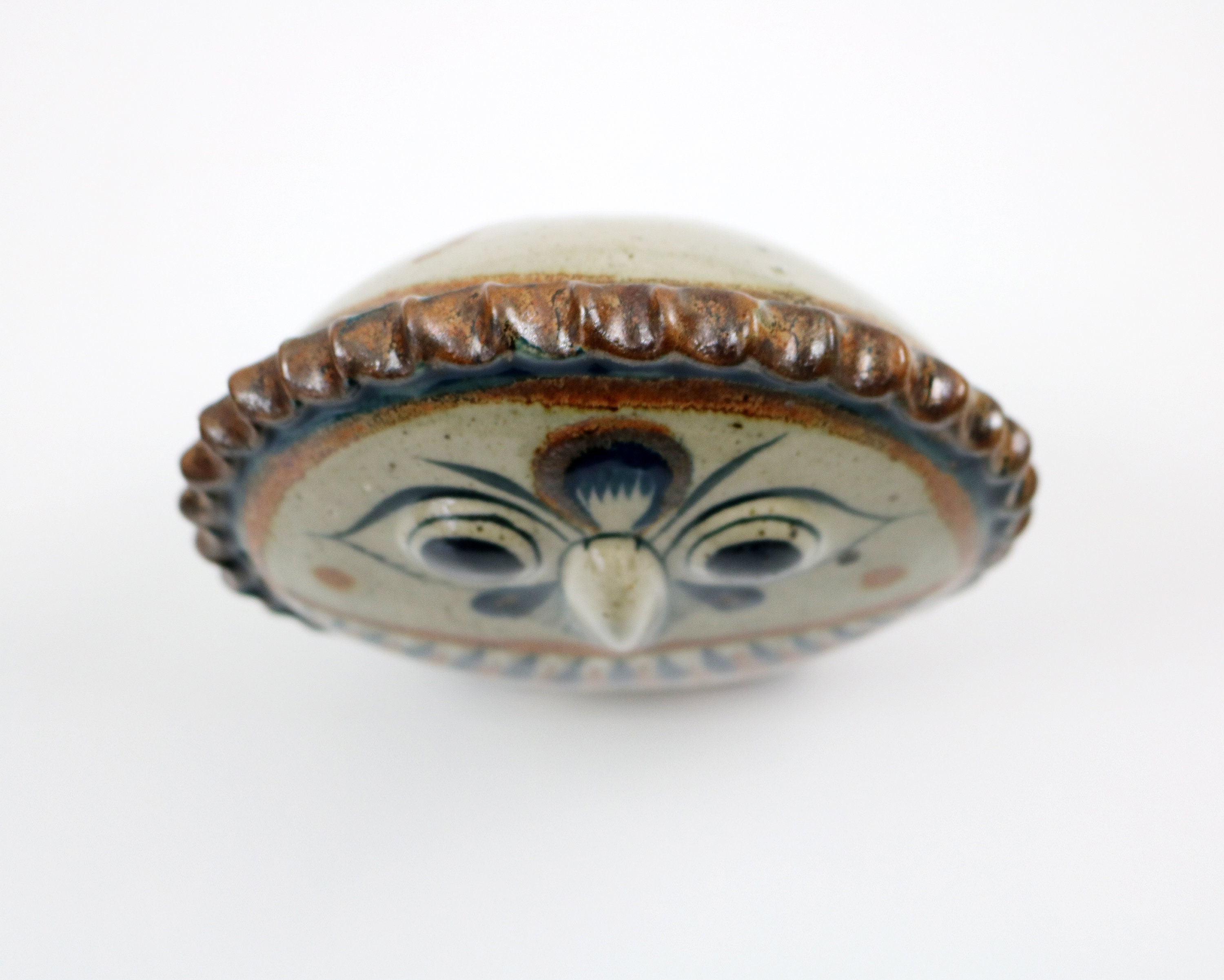 Signed Wilmot mid century studio pottery owl Tonala Mexico