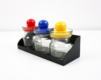 Mini  retro stationary set in smoked and brightly coloured plastic