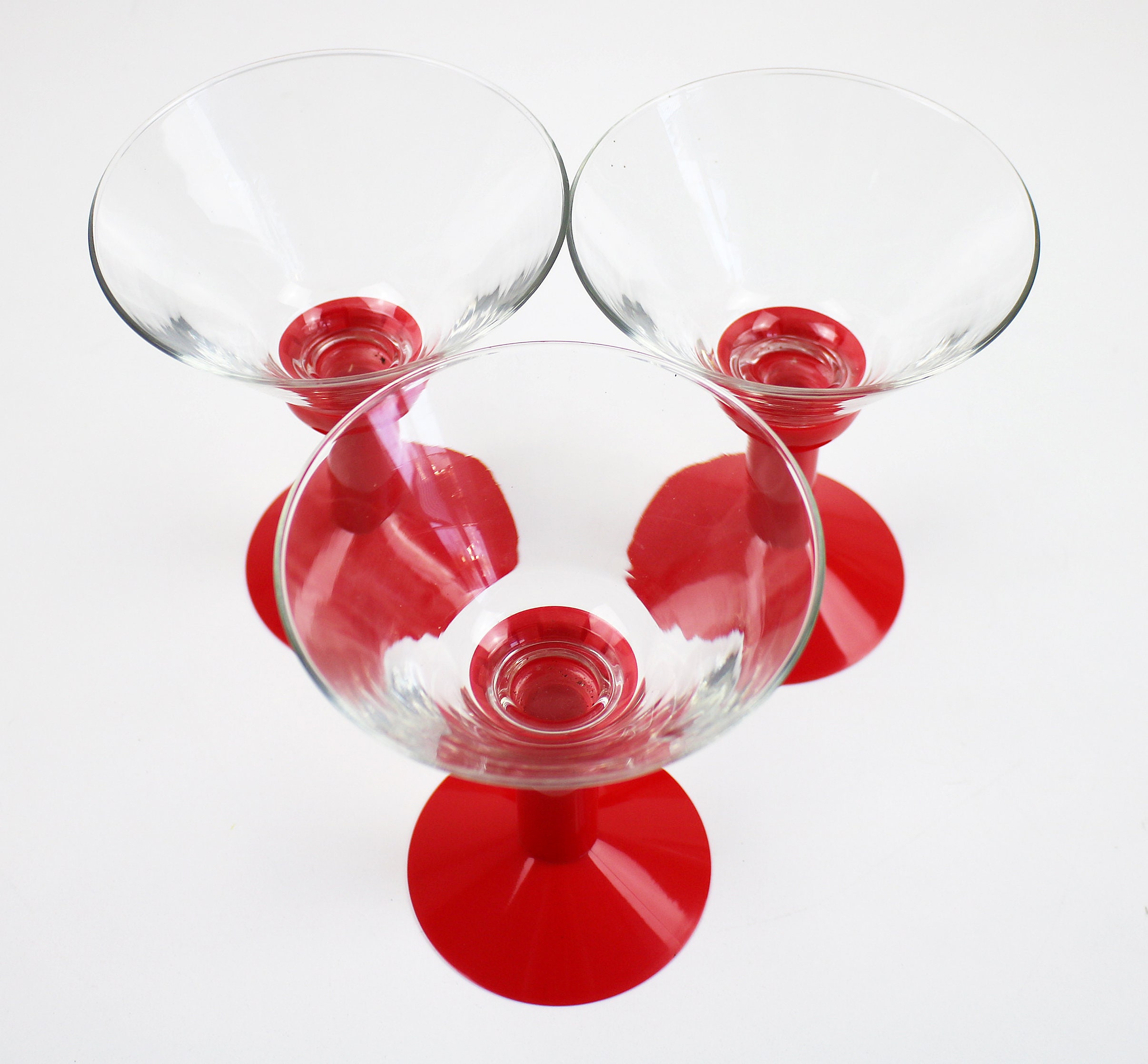 Boxed set of 3 post modern martini cocktail glasses 'Oktett' by C