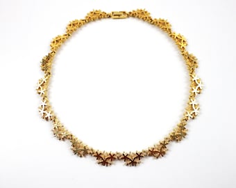 Vintage goldtone snowflake necklace gold tone brutalist modernist