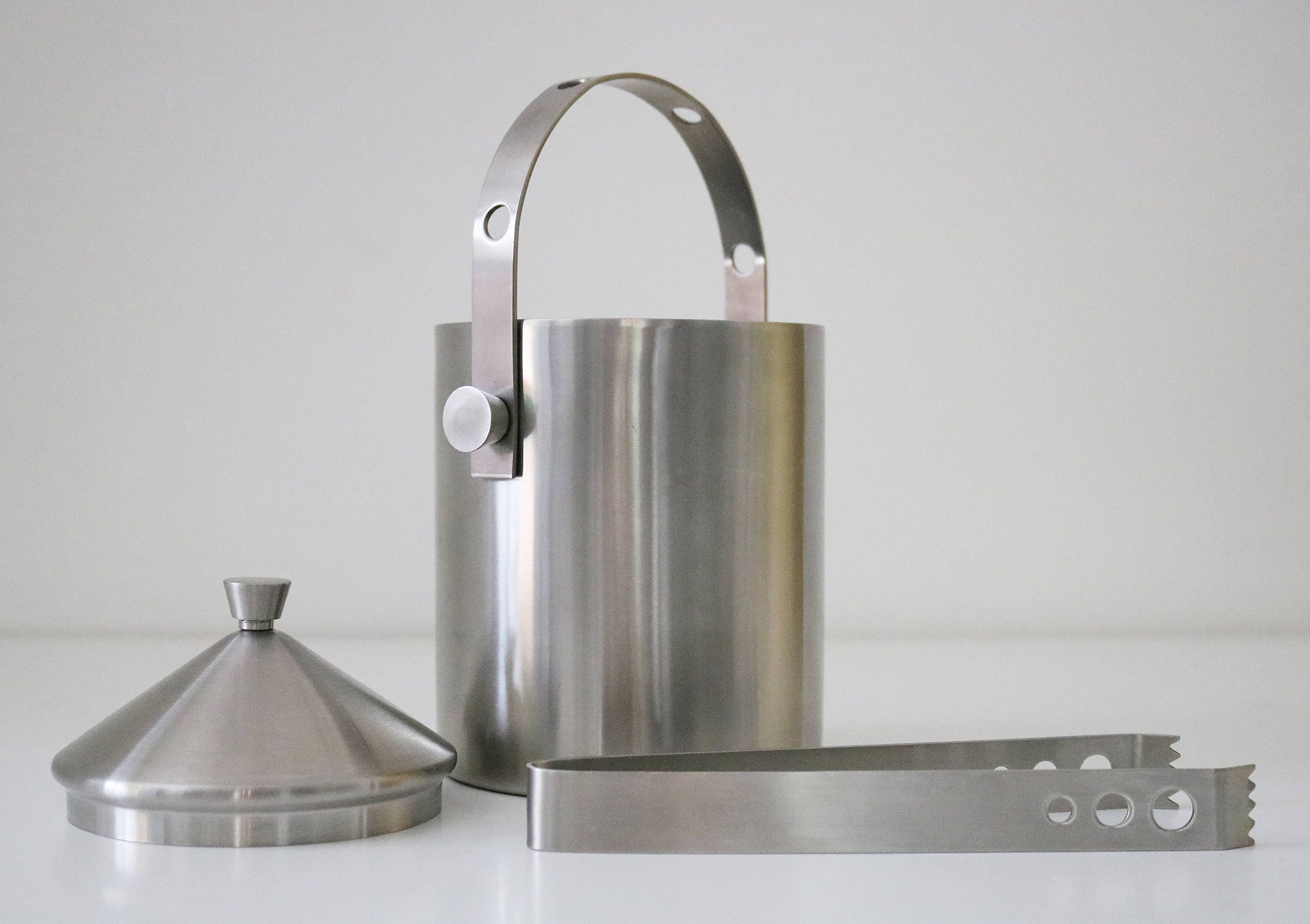 Stainless steel ice bucket with tongs - Stellar