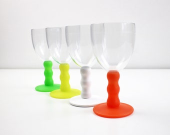 Single 1996 Bodum postmodern PLASTIC drinking glasses - squiggle stems - 4 colours available