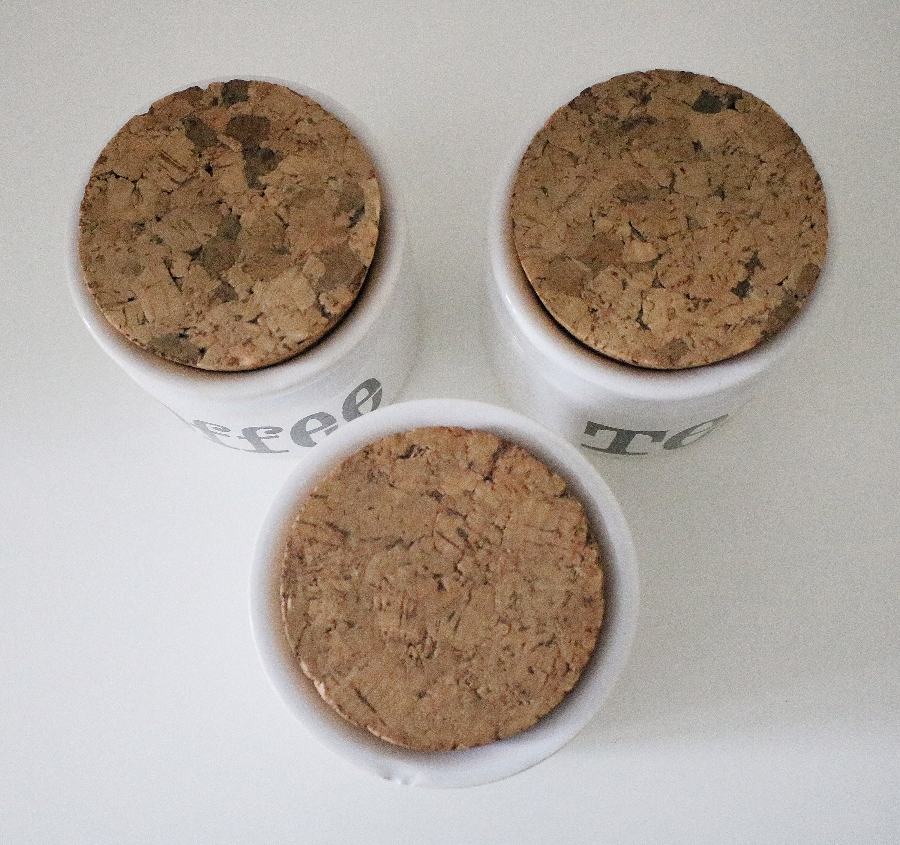 1970s Spectrum kitchen cannisters by T.G.Green Church Gresley. Tea