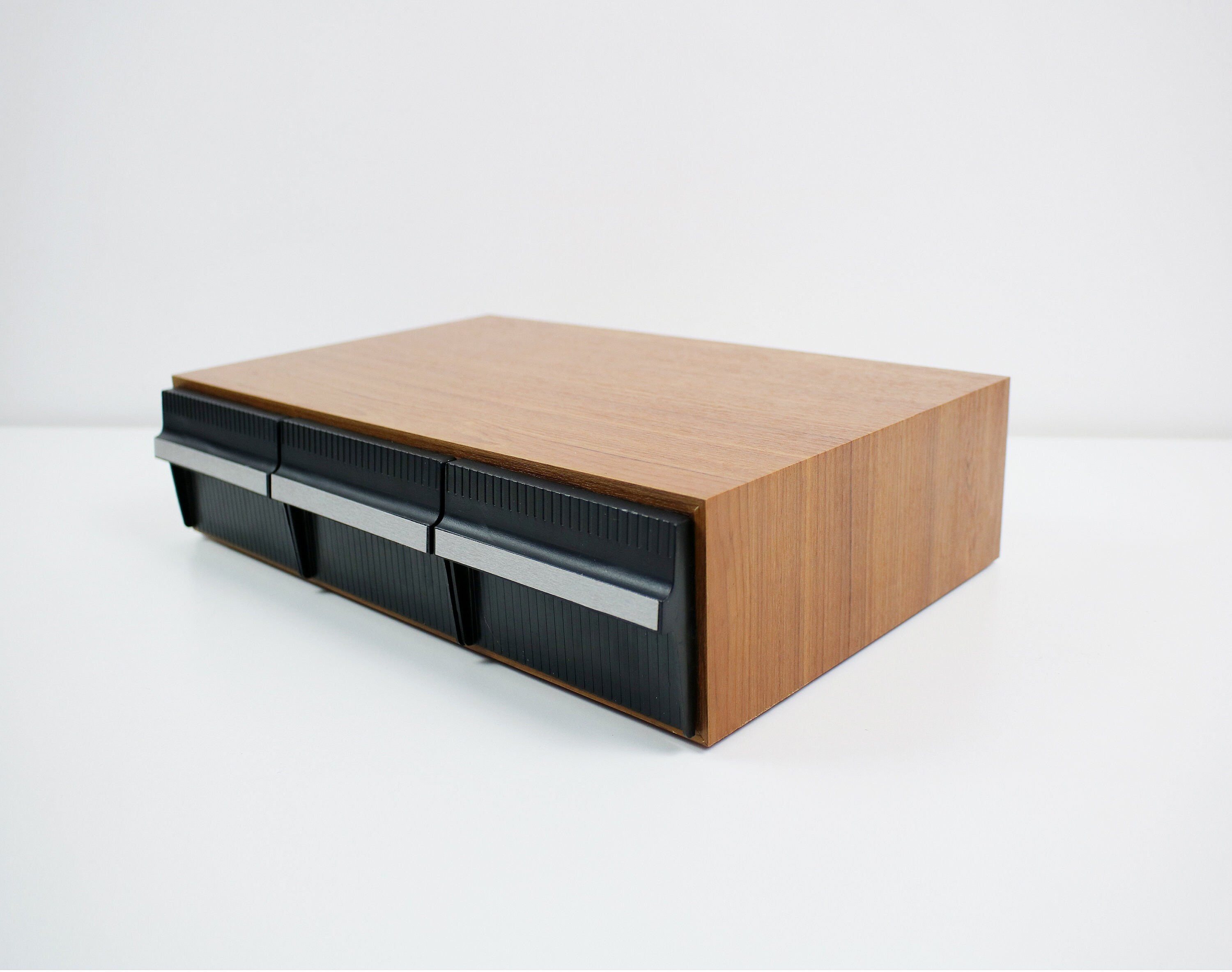 1970s cassette tape storage / jewellery makeup drawer unit teak finish