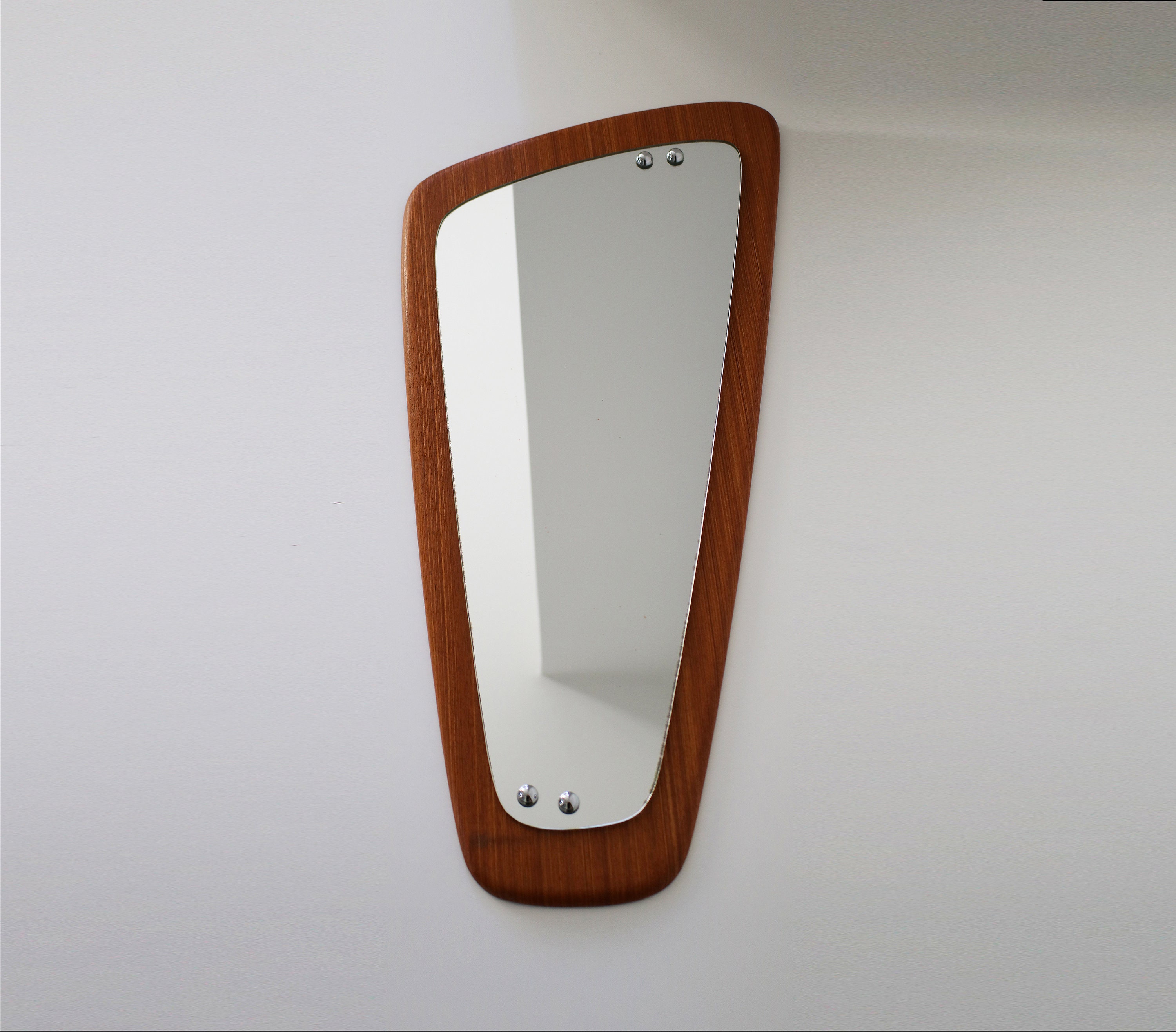 Mid century asymmetrical teak mirror - wall / hallway mirror / Danish