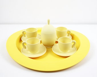 NOS Guzzini Zaza postmodern 4 person coffee set on tray by Angletti and Ruzza - 1990s unused stock