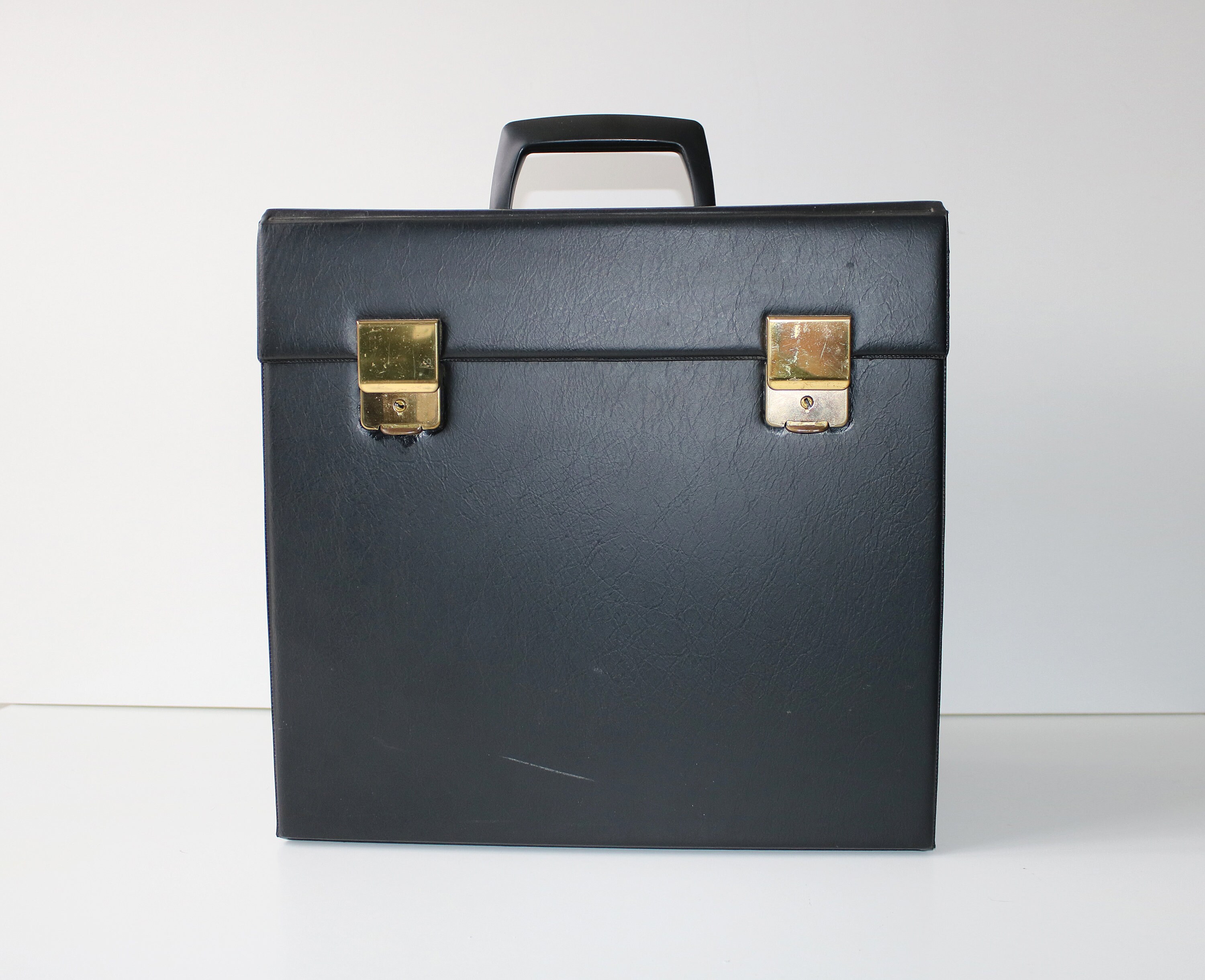 Vinyl album 12 inch record storage case black faux leather