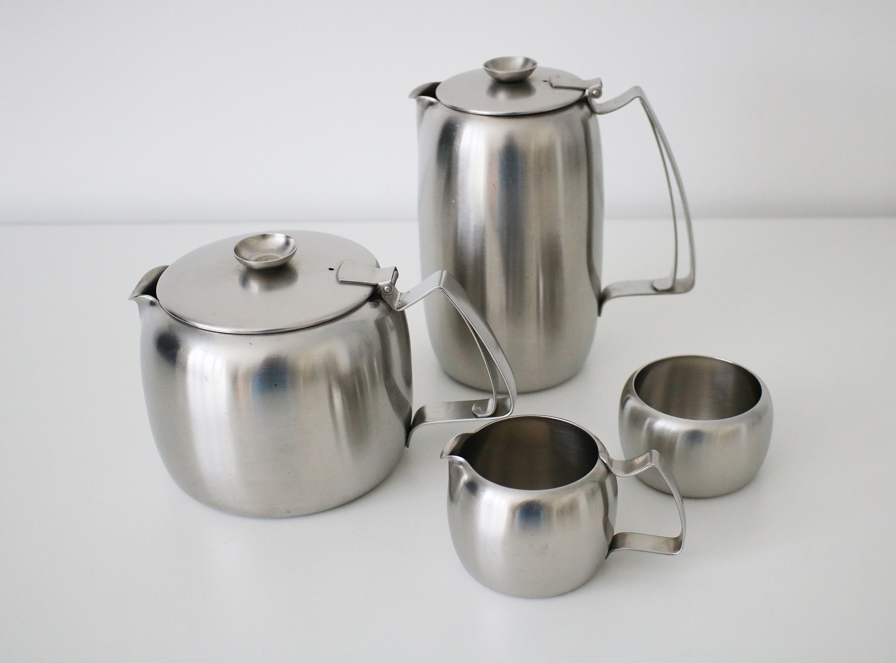 Stainless Steel Tea Set, Vintage Teapot, Coffee, Water Pot, Milk