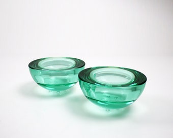 1990s Iittala Ballo tealight holders by Annaleena Hakatie - pair in green