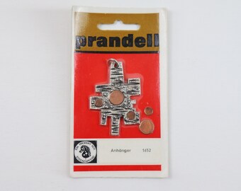 RARE packaged 1960s/70s F.R. Germany abstract / brutalist pendant in original packaging - not on chain.