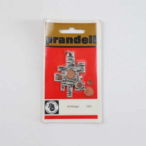 RARE packaged 1960s/70s F.R. Germany abstract / brutalist pendant in original packaging - not on chain.