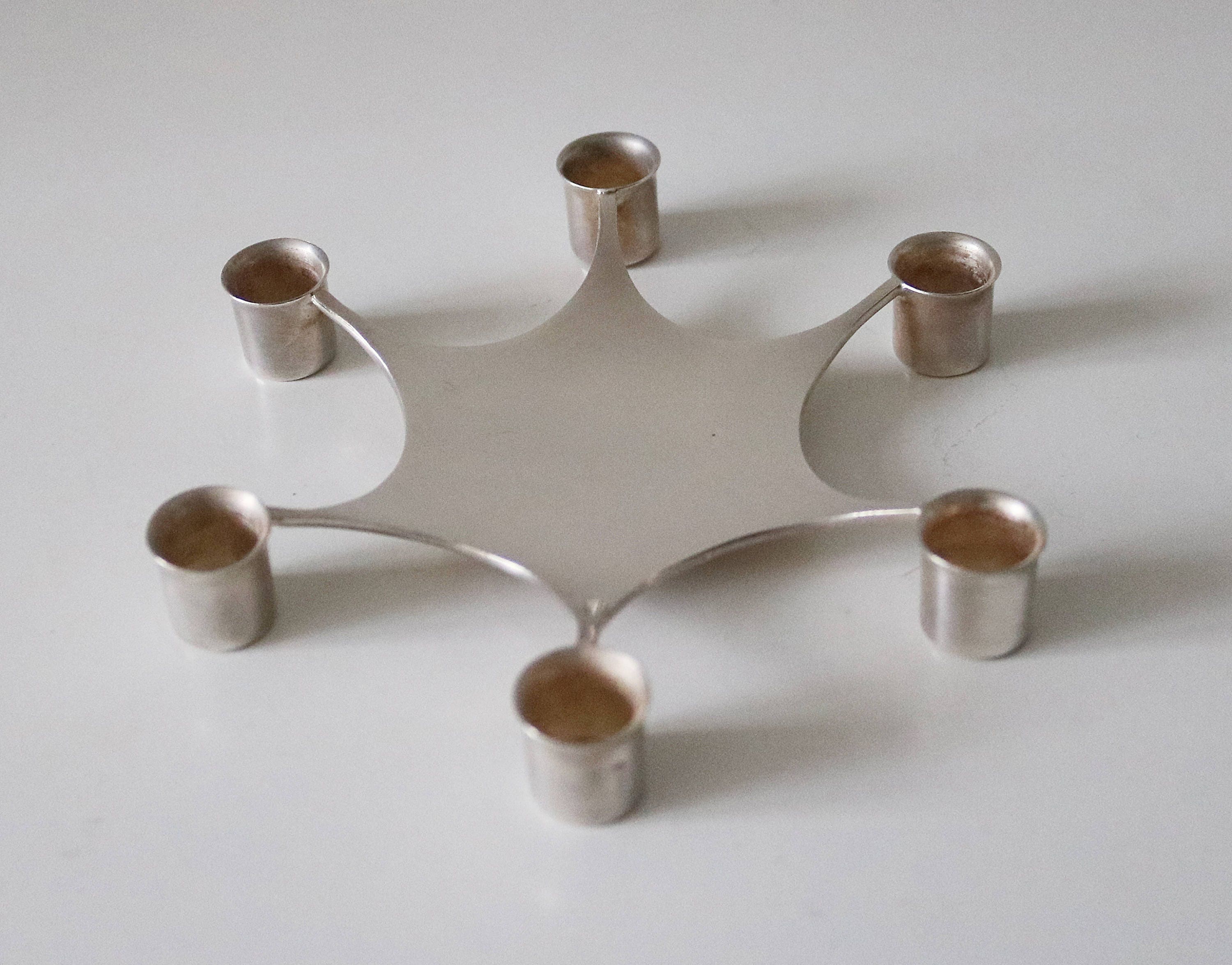 Swedish silver plated candelabra Mema Sweden designed by Theresia