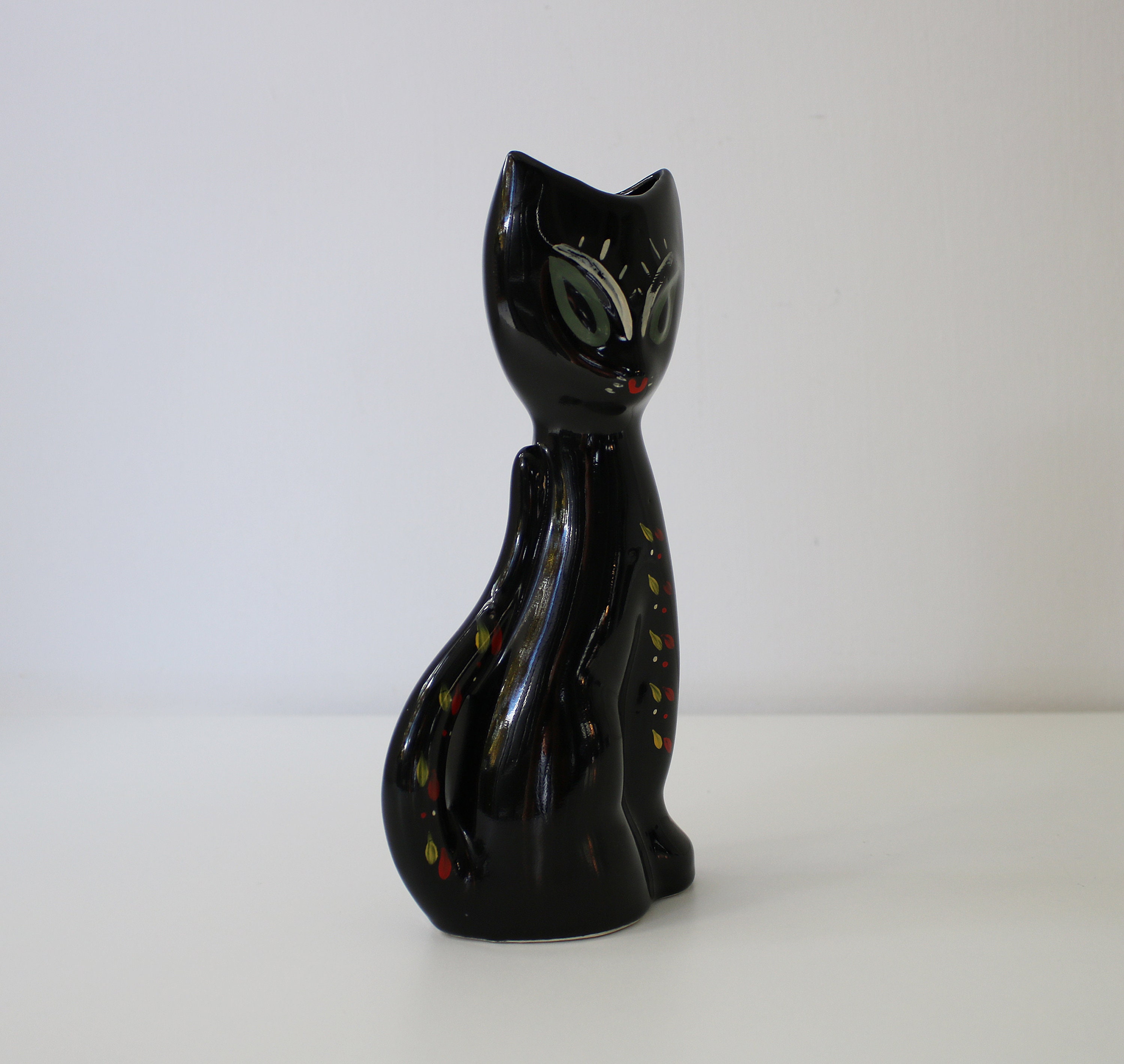 Kitsch ceramic  cat  vase  mid century