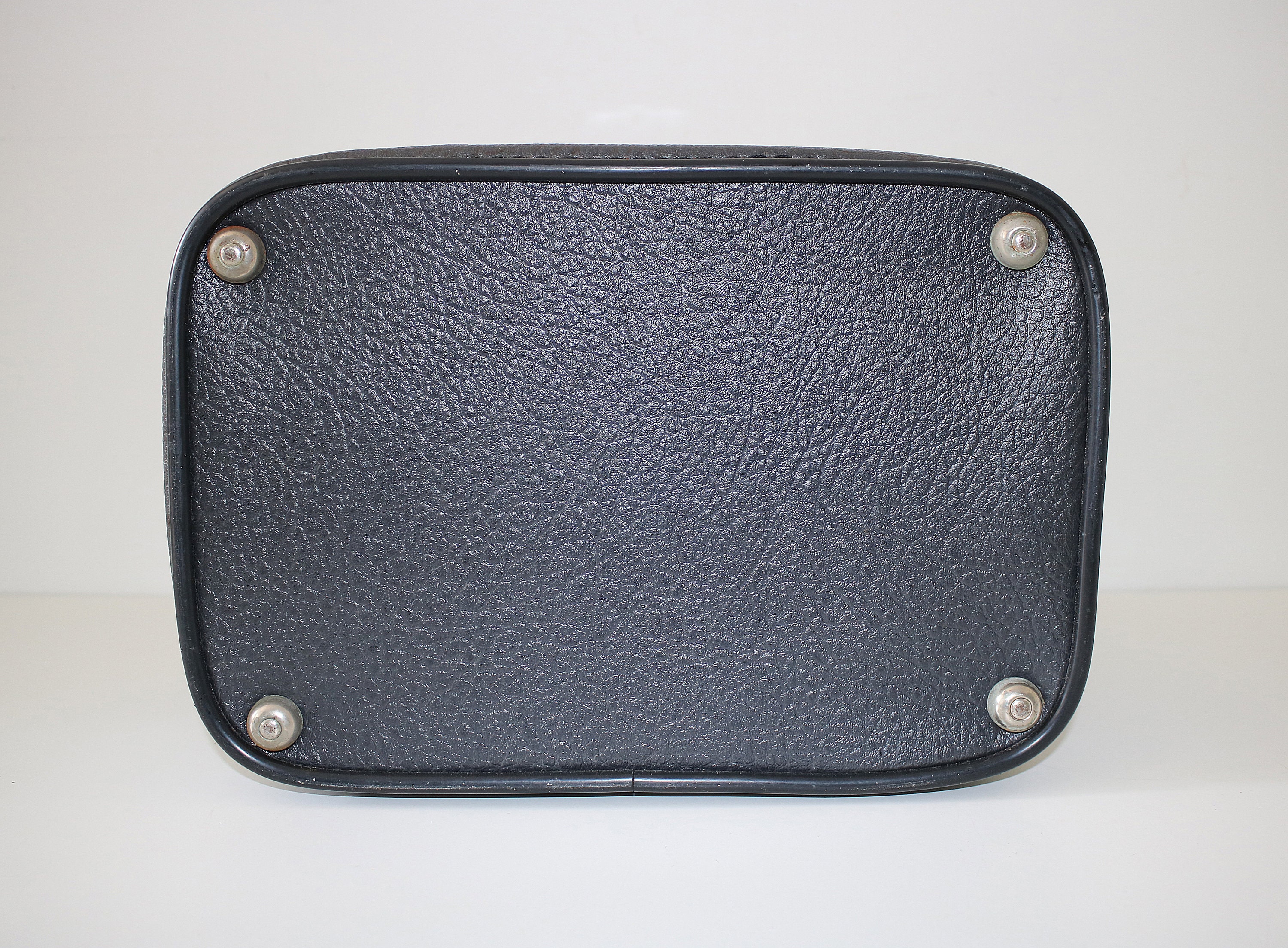 Antler train case / vanity cosmetics bag in black faux leather and