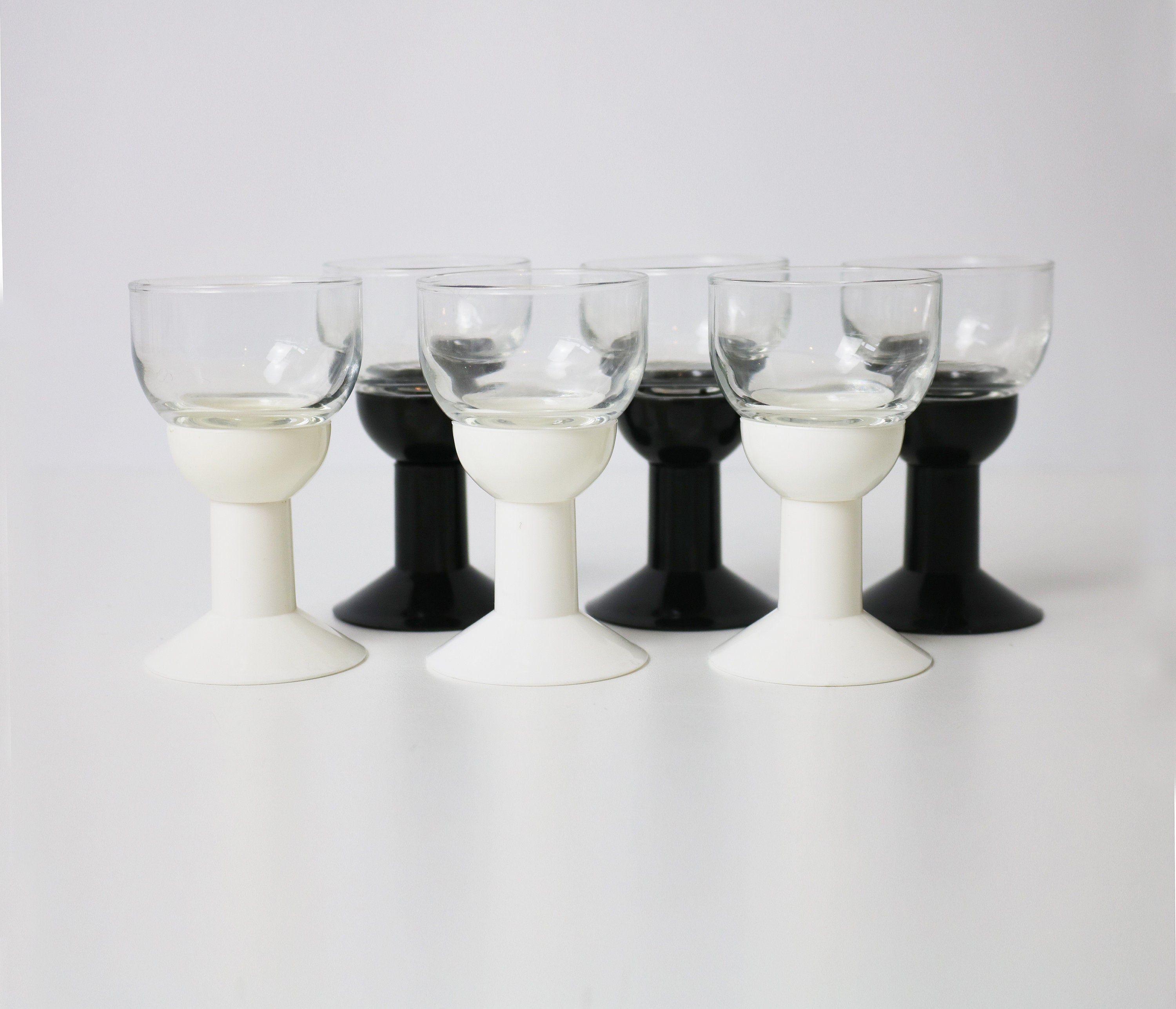 Set of 3 post modern shot glasses 'Oktett' by Bodum Denmark 4 sets