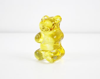 1980s Leonarda yellow glass bear figurine paperweight